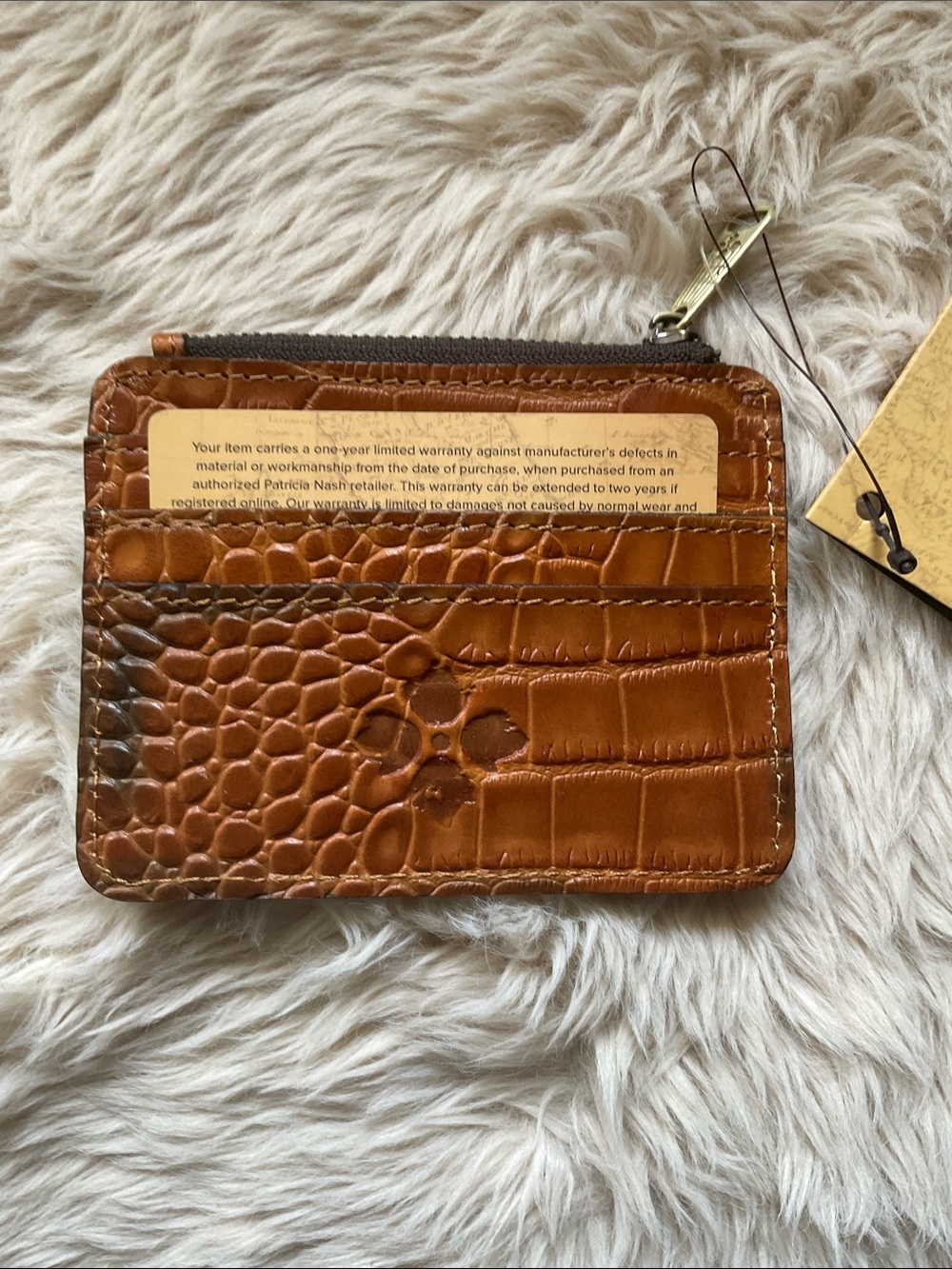 Patricia Nash Women's Vintage Tan Crocodile Cassis Card Case Wallet NWT - Picture 6 of 6